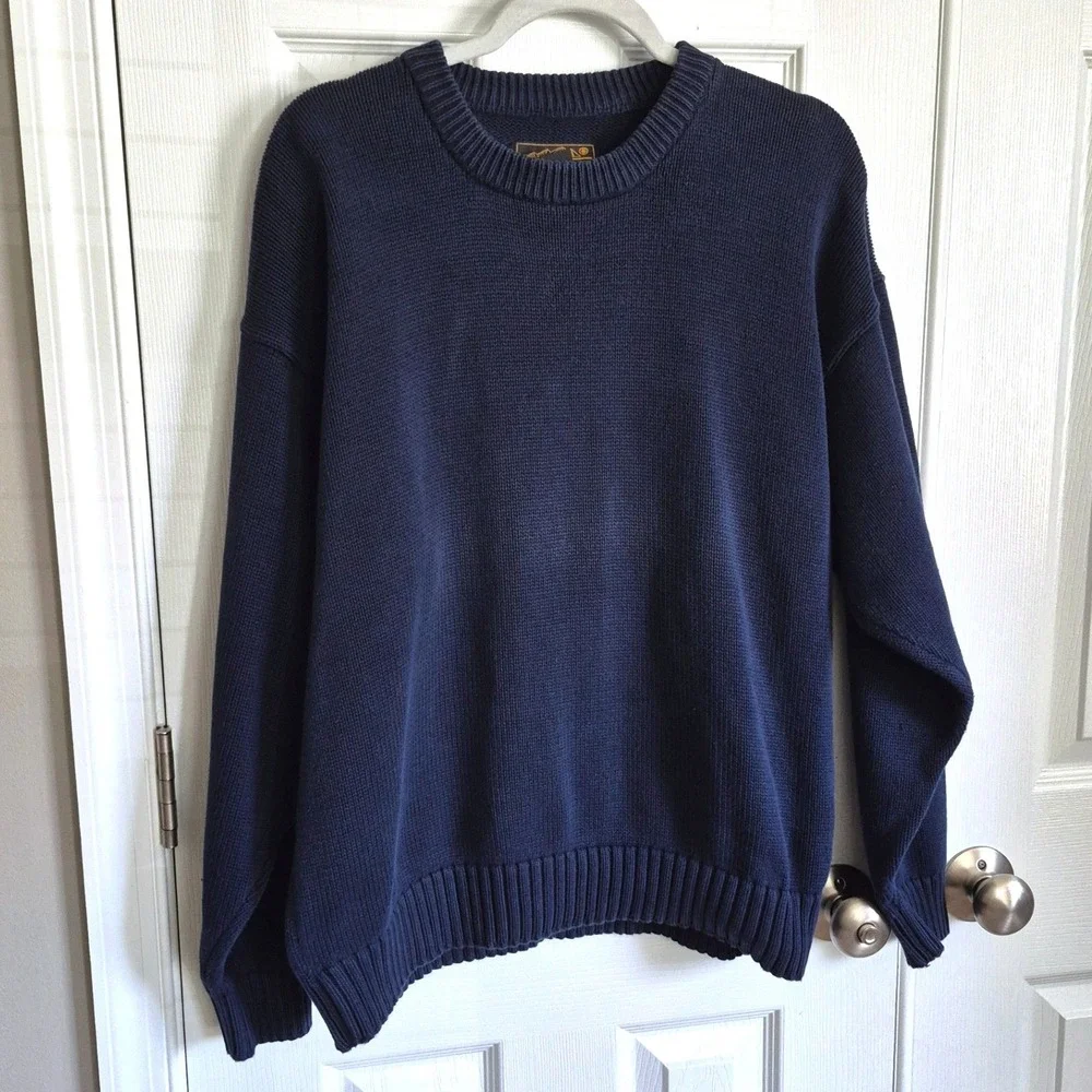 Vintage Eddie Bauer navy blue heavyweight cotton sweater mens large